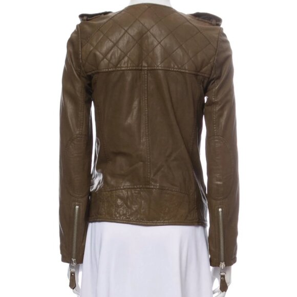 Isabel Marant Étoile Kady Quilted Lamb Leather Jacket Sand Cognac US4 Small - Picture 4 of 16